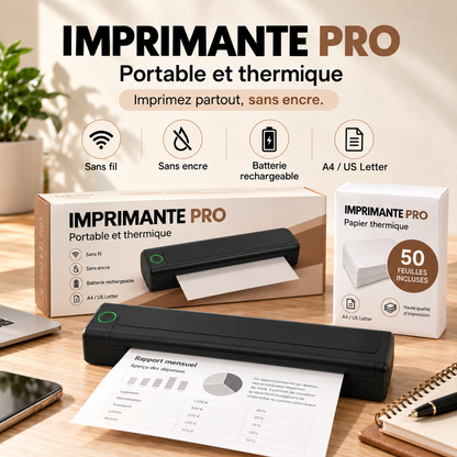 IMPRIMANTE PRO - Portable et Thermique + 50 feuilles incluses