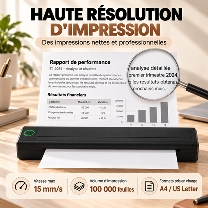 IMPRIMANTE PRO - Portable et Thermique + 50 feuilles incluses